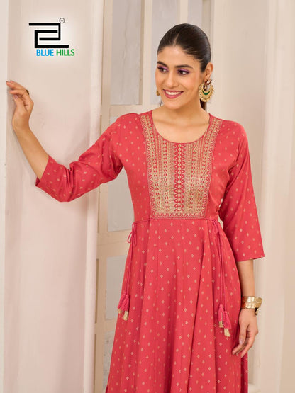 Golden Duck Blue Hills Rayon 14Kg Anarkali Kurtis Wholesaler India