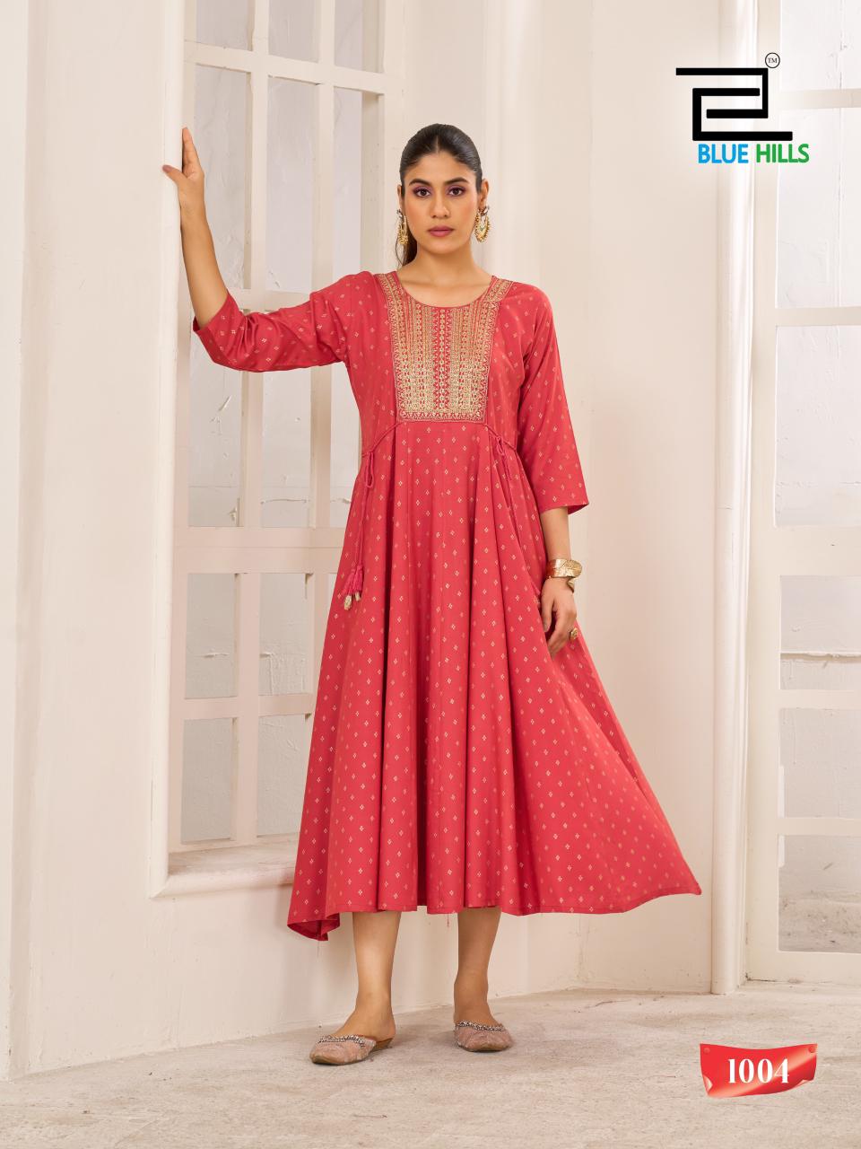Golden Duck Blue Hills Rayon 14Kg Anarkali Kurtis Wholesaler India