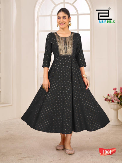 Golden Duck Blue Hills Rayon 14Kg Anarkali Kurtis Wholesaler India