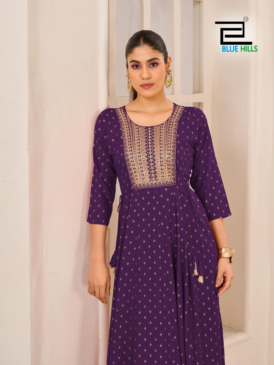 Golden Duck Blue Hills Rayon 14Kg Anarkali Kurtis Wholesaler India