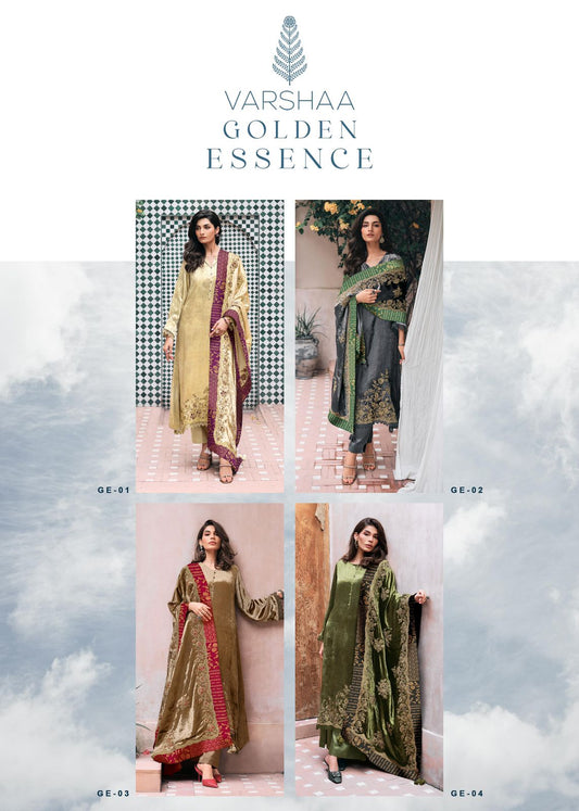 Golden Essence Varsha Fashions Velvet Pant Style Suits Exporter India