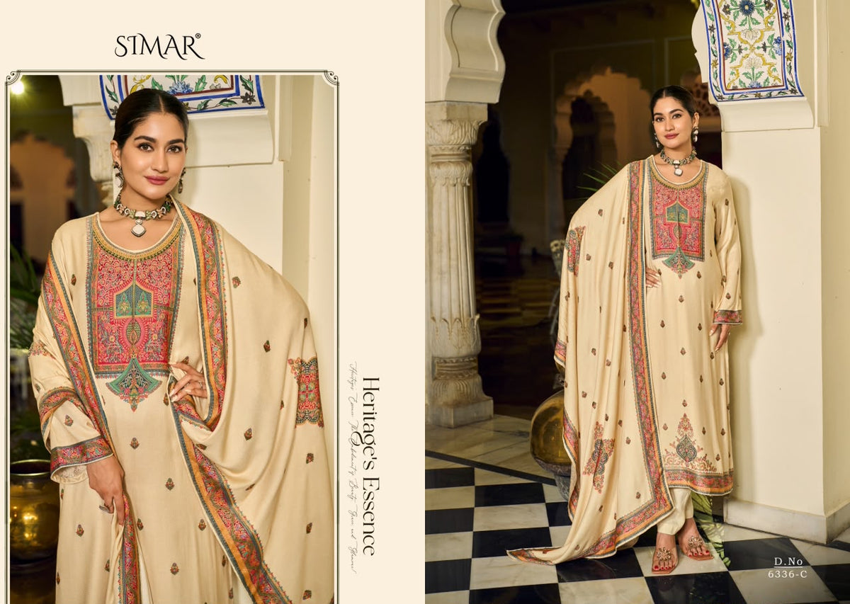 Golden Grace Simar Viscose Pashmina Suits Wholesale Rate