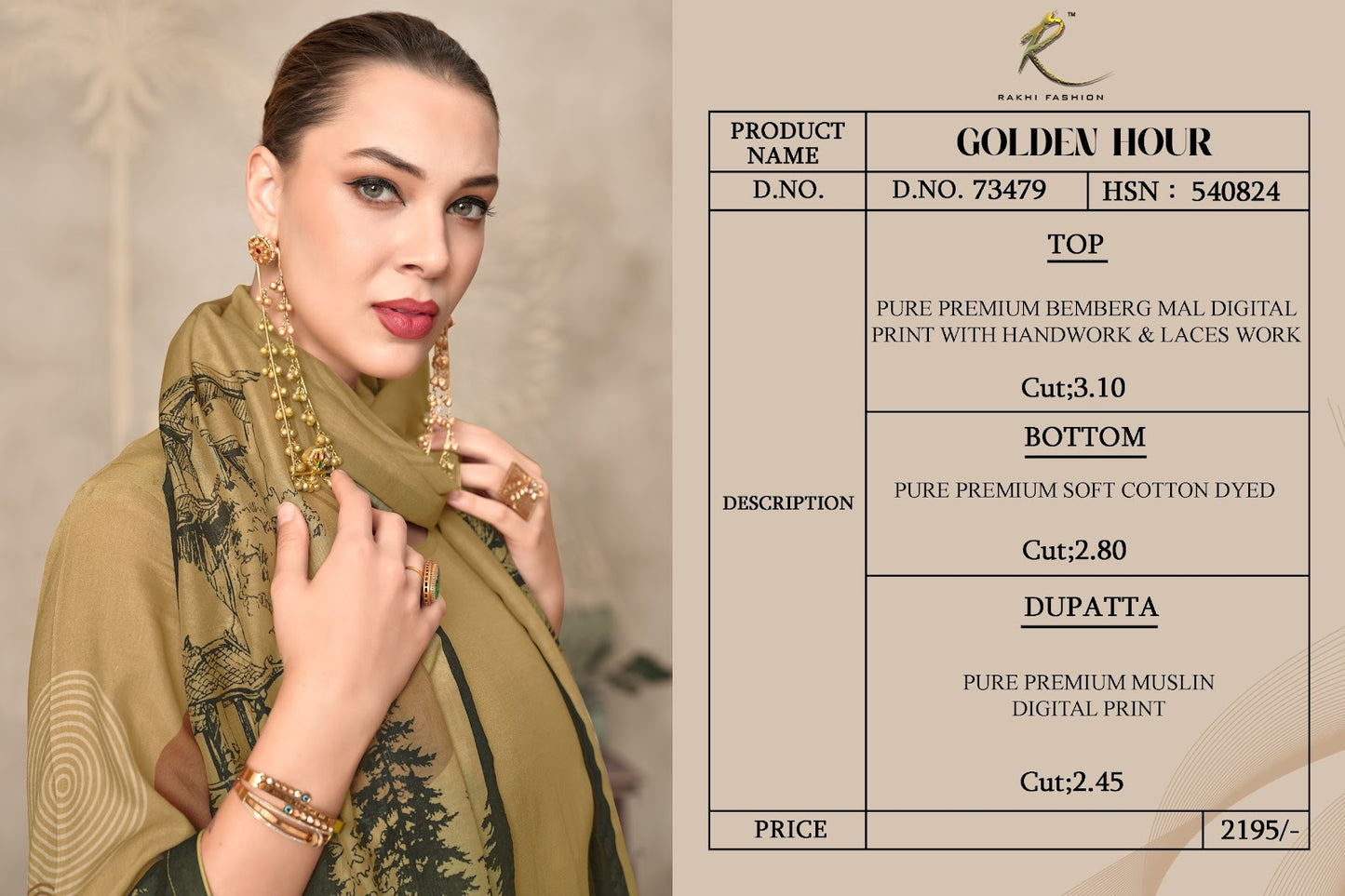 Golden Hour 73479 Rakhi Fashion Bemberg Pant Style Suits Wholesaler India
