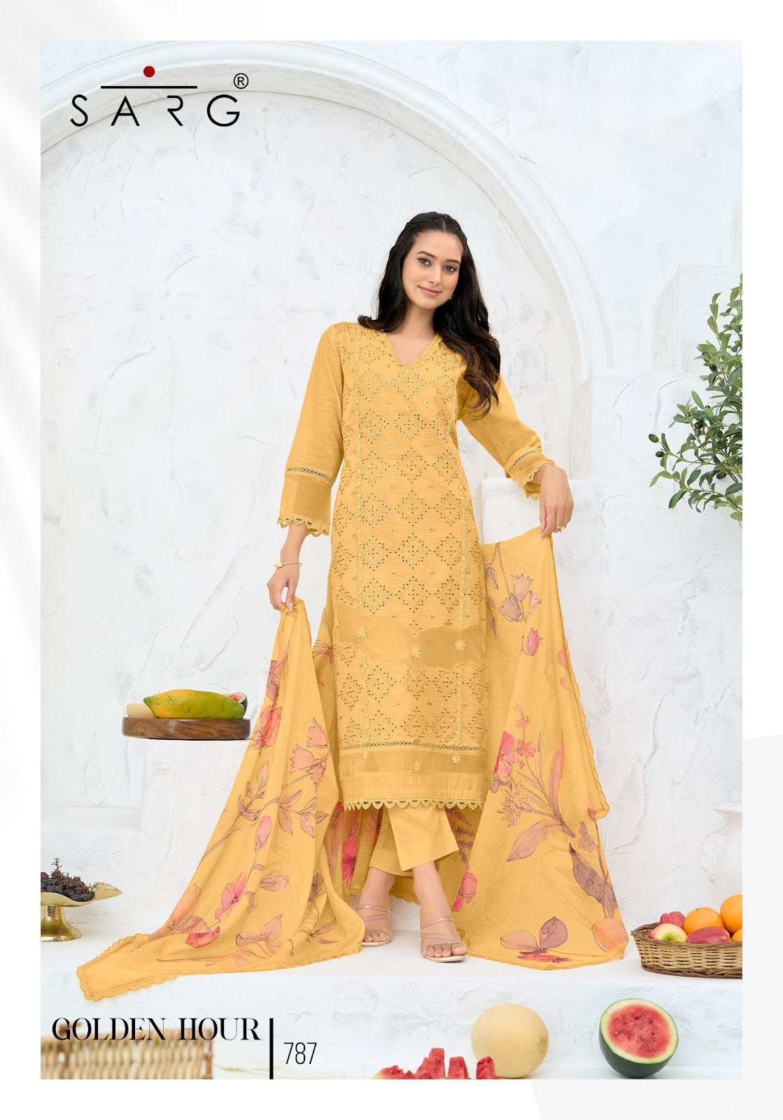 Golden Hour Sarg Cotton Pant Style Suits Wholesale Rate