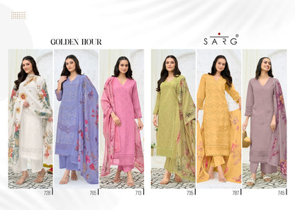 Golden Hour Sarg Cotton Pant Style Suits Wholesale Rate