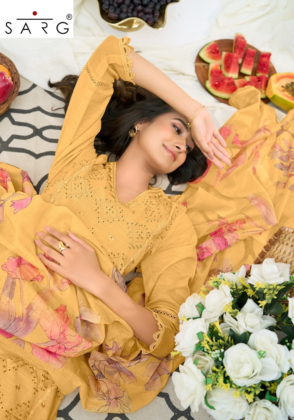Golden Hour Sarg Cotton Pant Style Suits Wholesale Rate