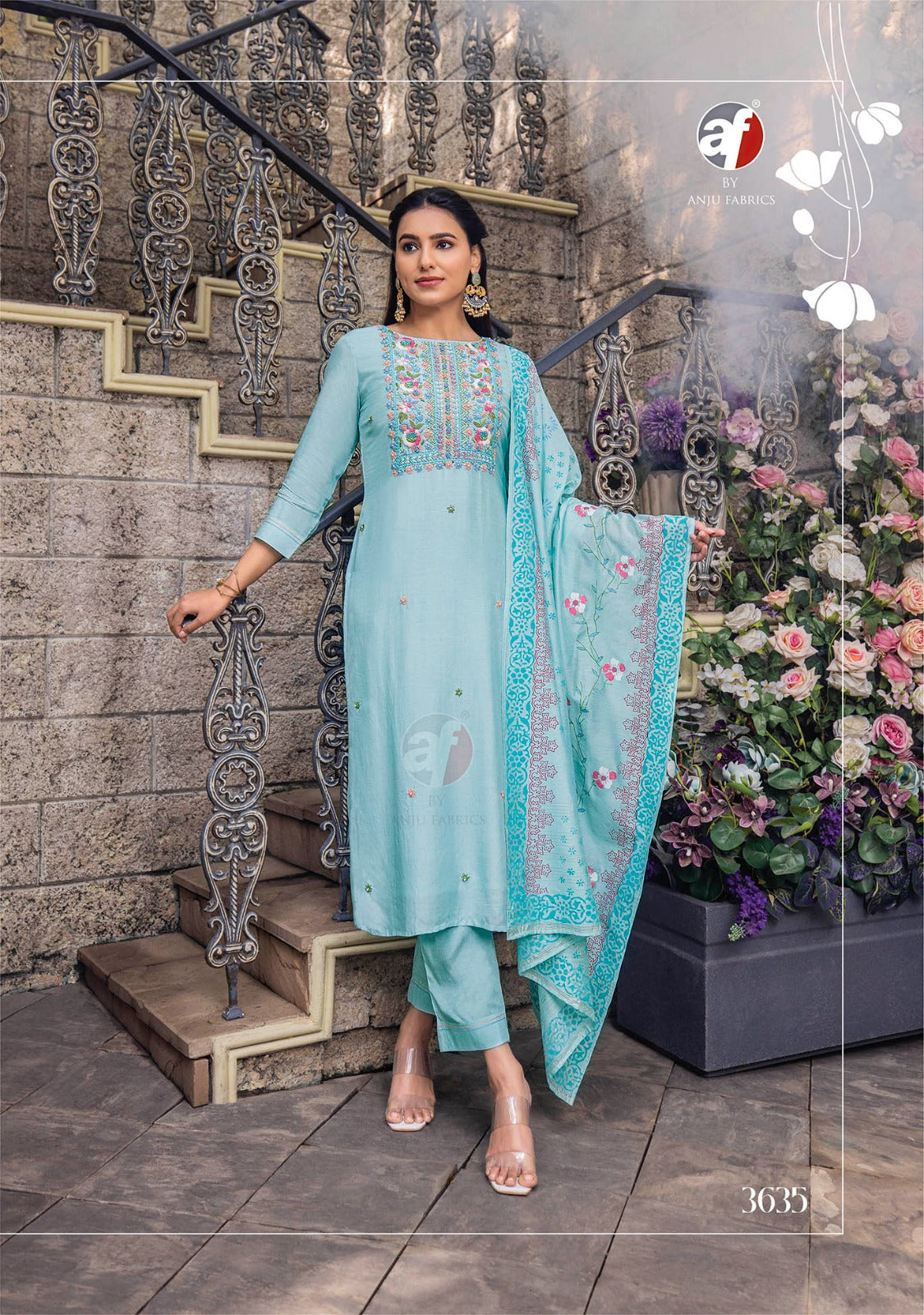 Golden Meadows Vol 3 Af Pure Muslin Readymade Pant Style Suits Supplier Ahmedabad