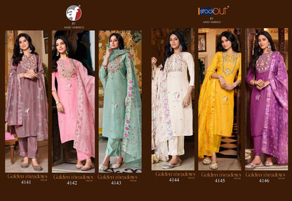 Golden Meadows Vol 4 Af Muslin Readymade Pant Style Suits Supplier India