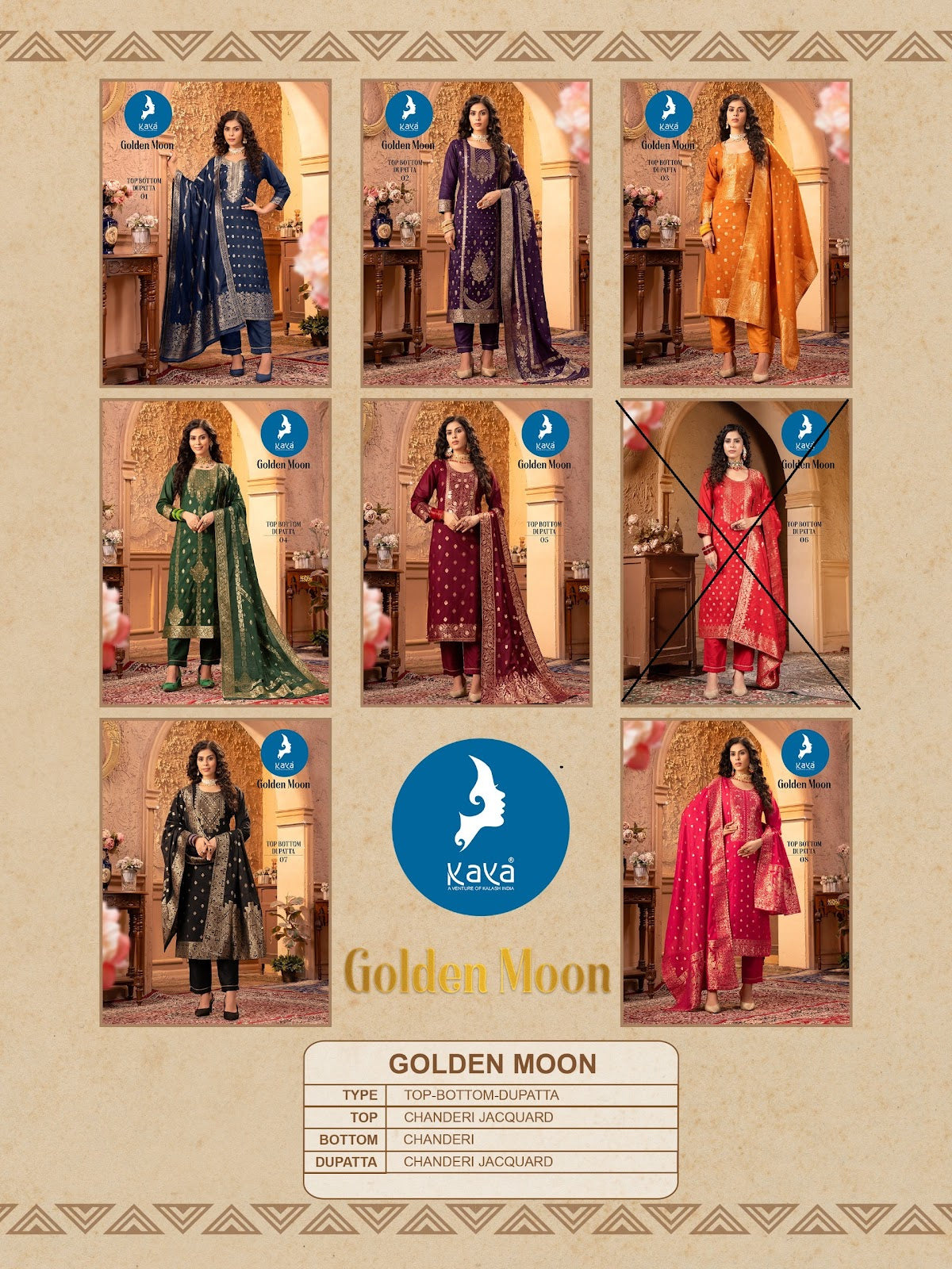 Golden Moon Kaya Chanderi Readymade Pant Style Suits Manufacturer Ahmedabad