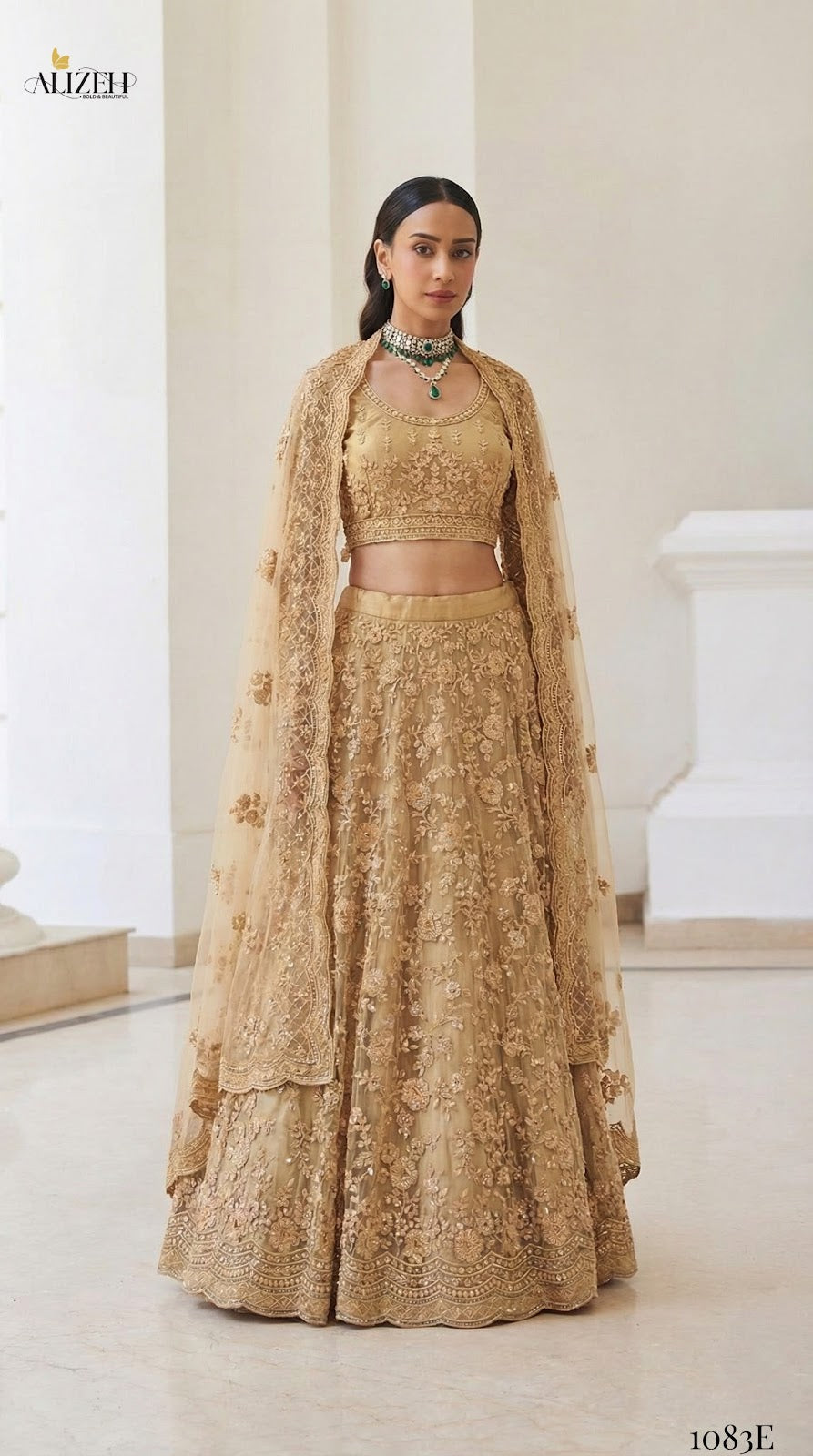 Golden Special Alizeh Butterfly Net Lehenga Choli Wholesaler India
