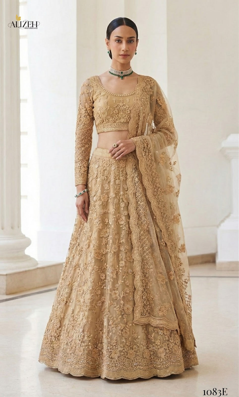Golden Special Alizeh Butterfly Net Lehenga Choli Wholesaler India