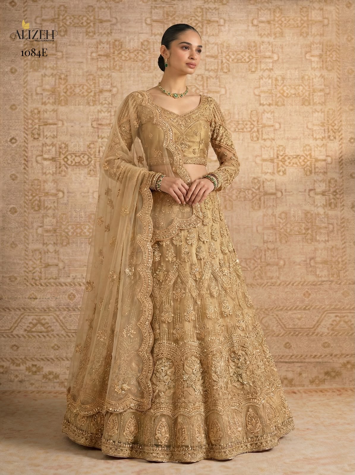 Golden Special Alizeh Butterfly Net Lehenga Choli Wholesaler India