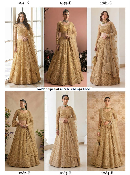 Golden Special Alizeh Butterfly Net Lehenga Choli Wholesaler India