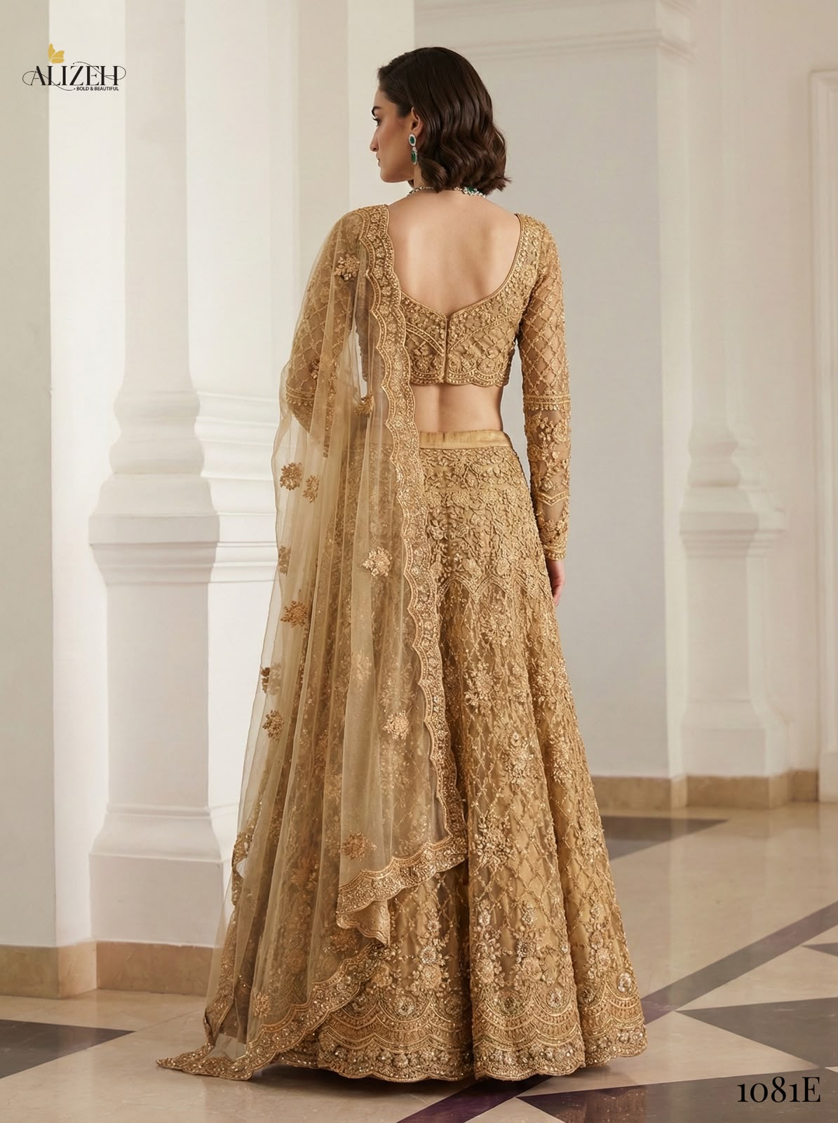 Golden Special Alizeh Butterfly Net Lehenga Choli Wholesaler India