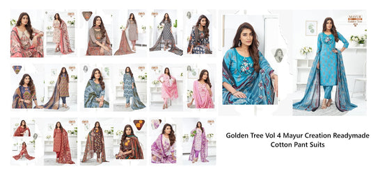 Golden Tree Vol 4 Mayur Creation Readymade Cotton Pant Suits Wholesaler India
