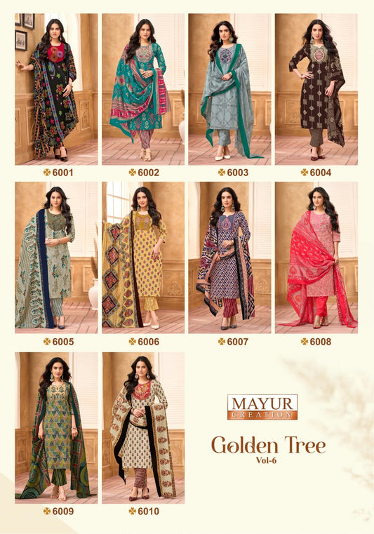 Golden Tree Vol 6 Mayur Creation Readymade Cotton Pant Suits Wholesaler
