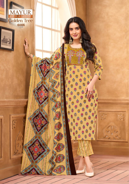 Golden Tree Vol 6 Mayur Creation Readymade Cotton Pant Suits Wholesaler