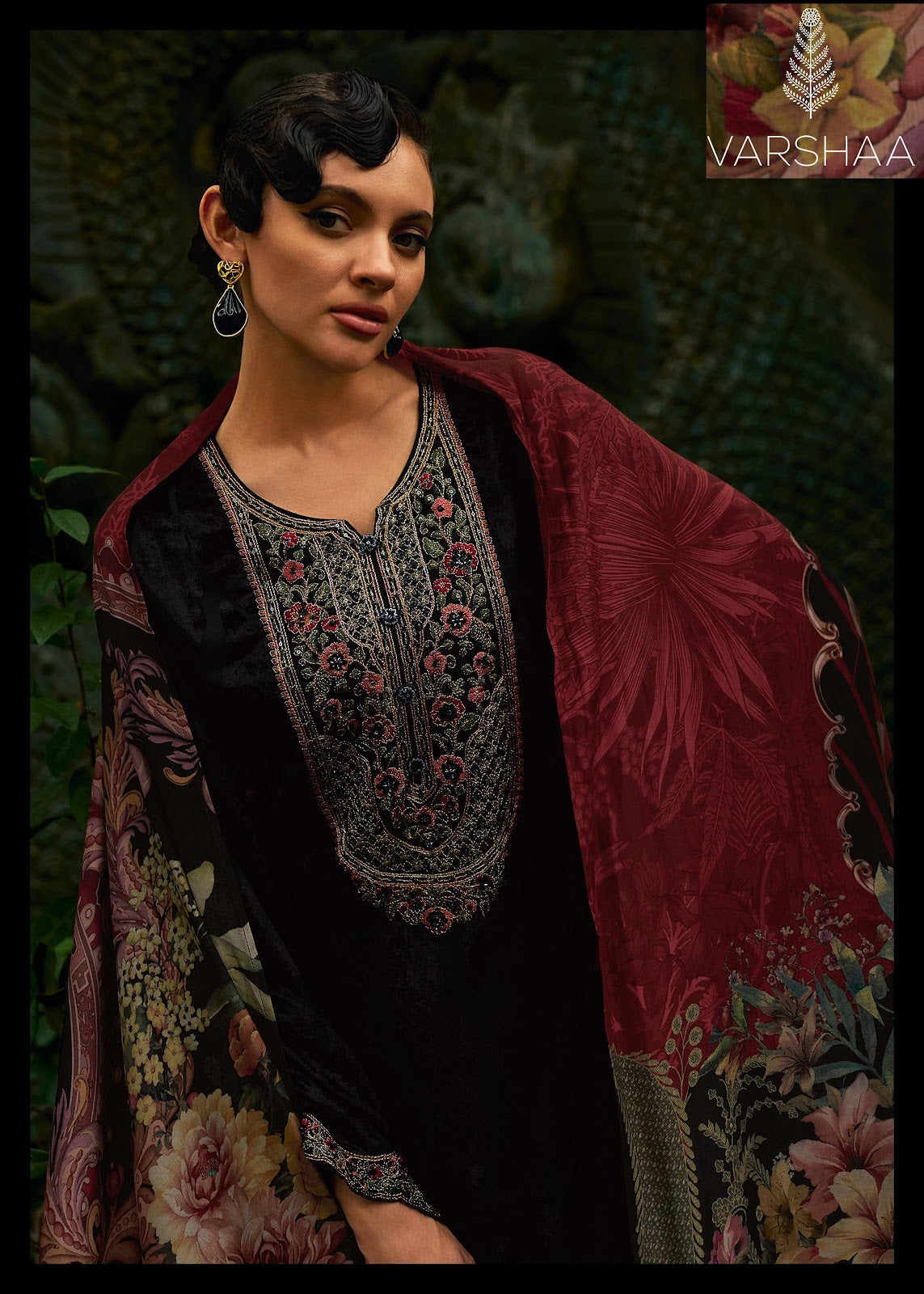 Golden Winter Varshaa Velvet Suits Wholesaler