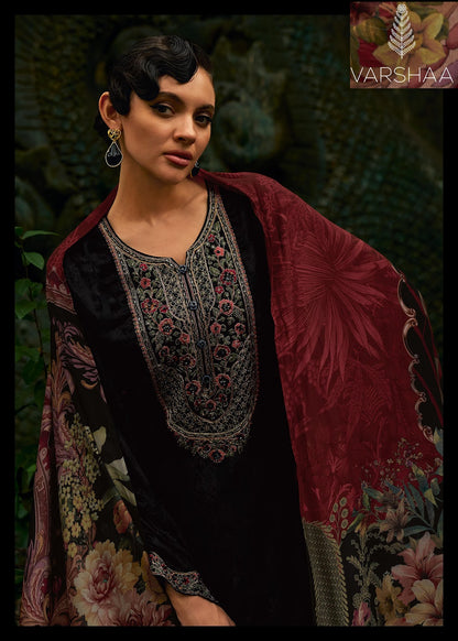 Golden Winter Varshaa Velvet Suits Wholesaler