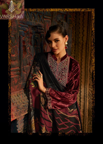 Golden Winter Varshaa Velvet Suits Wholesaler