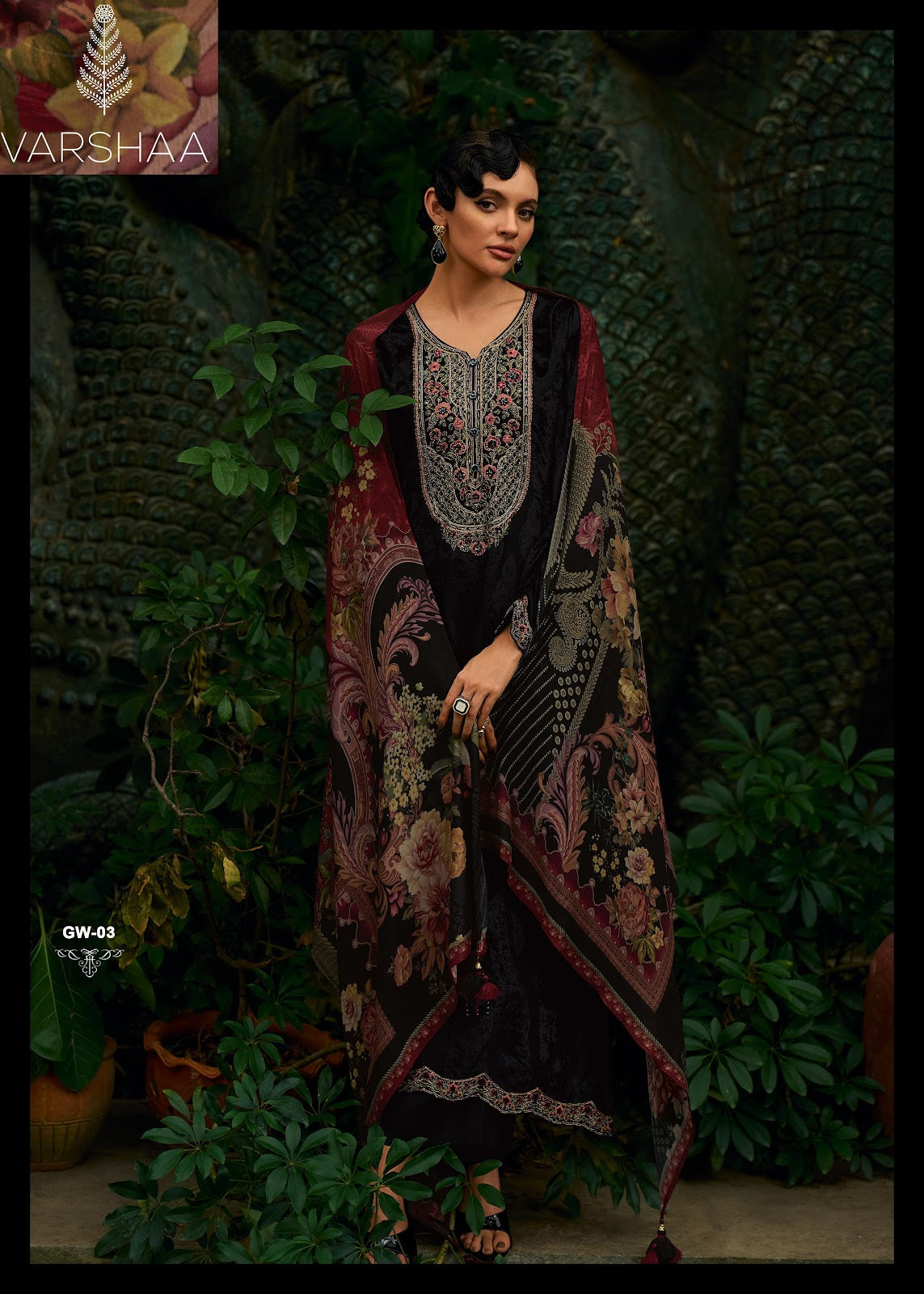 Golden Winter Varshaa Velvet Suits Wholesaler