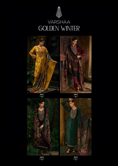 Golden Winter Varshaa Velvet Suits Wholesaler