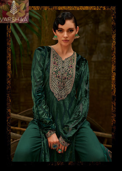 Golden Winter Varshaa Velvet Suits Wholesaler
