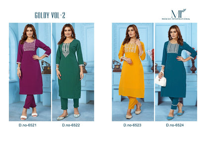 Goldy Vol 2 Moksh Kurti Pant Set Wholesaler