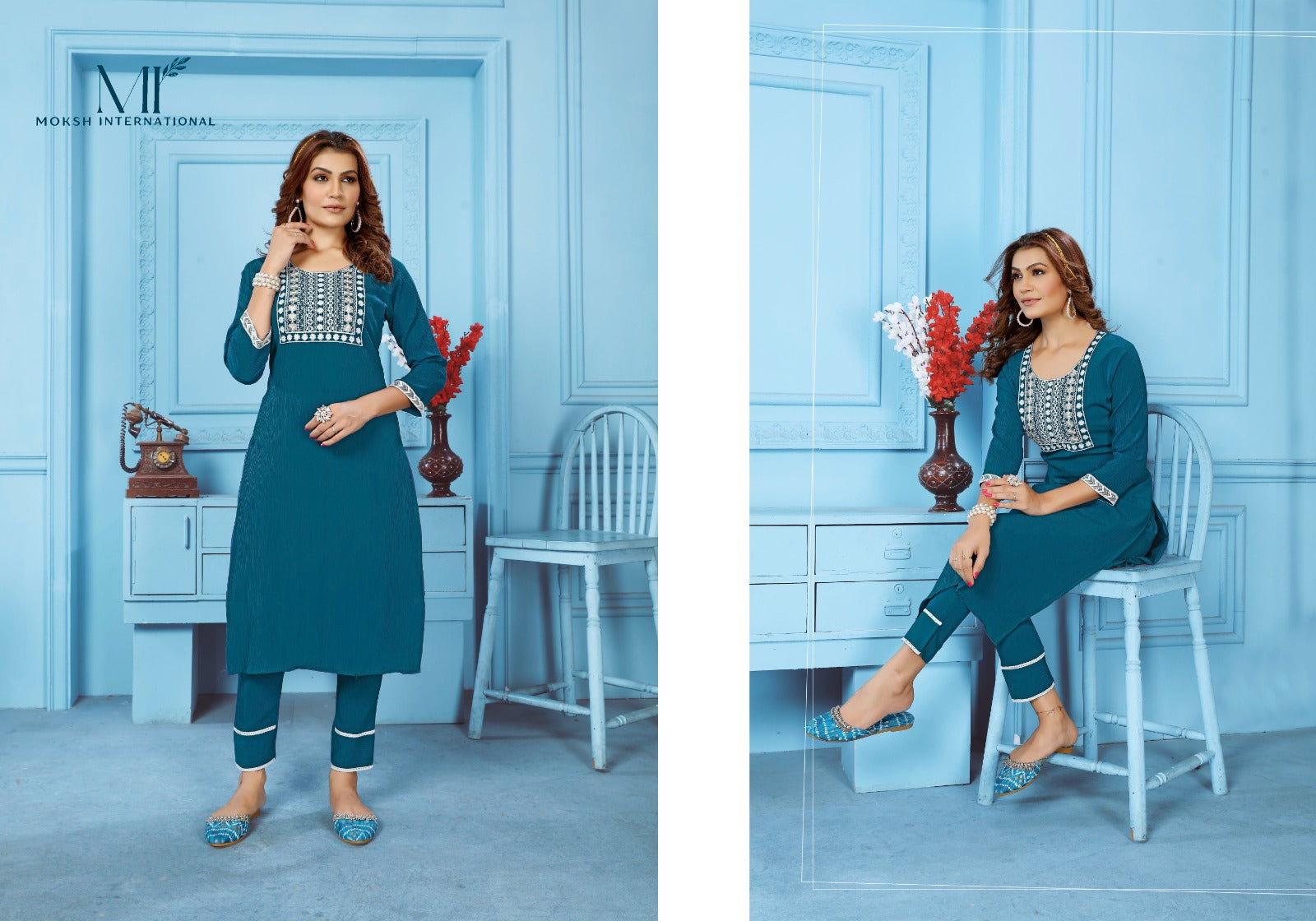 Goldy Vol 2 Moksh Kurti Pant Set Wholesaler