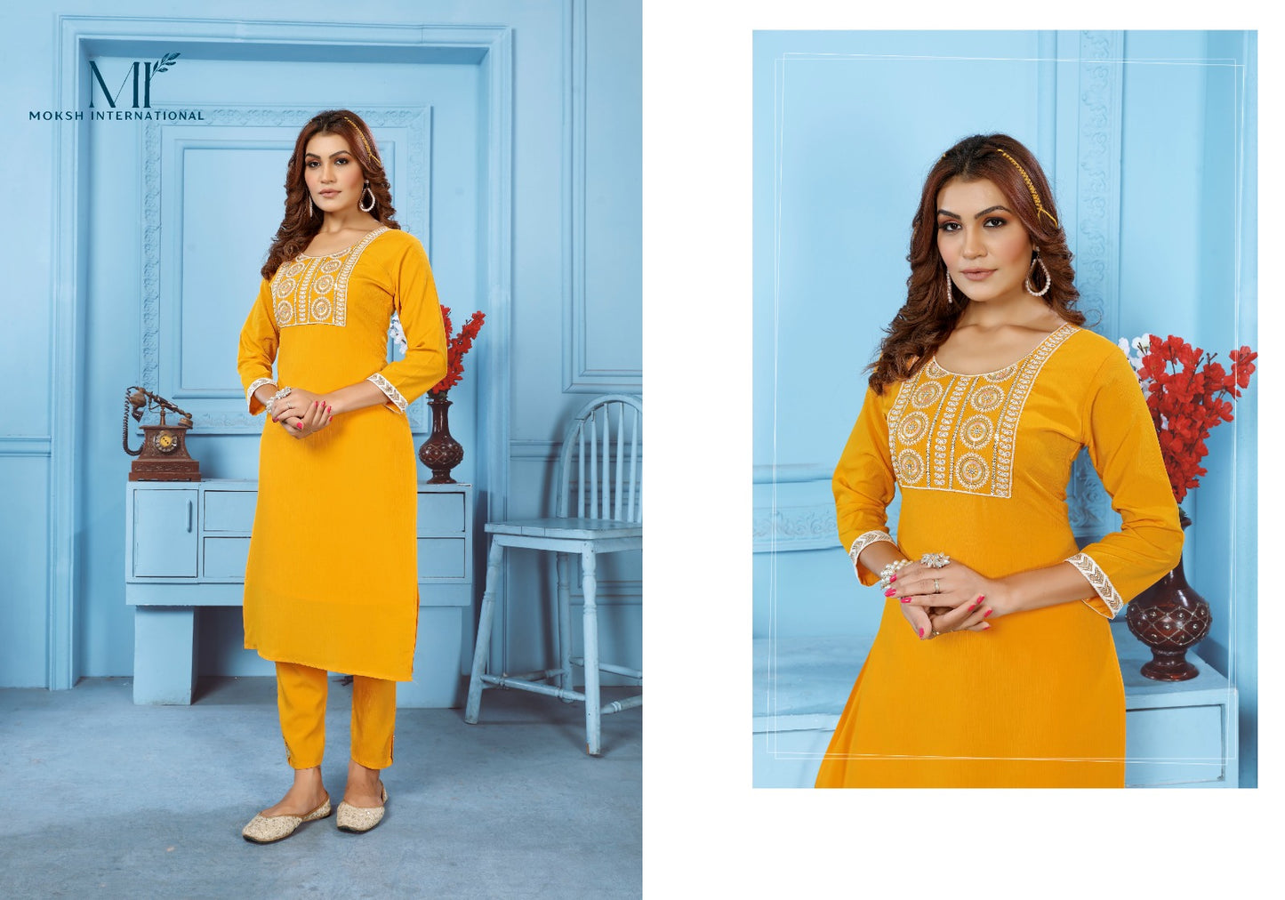 Goldy Vol 2 Moksh Kurti Pant Set Wholesaler
