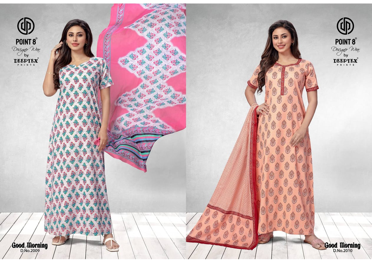 Good Morning Vol 2 With Dupatta Deeptex Prints Cotton Night Gowns Supplier