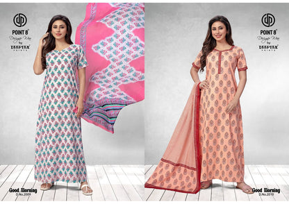 Good Morning Vol 2 With Dupatta Deeptex Prints Cotton Night Gowns Supplier