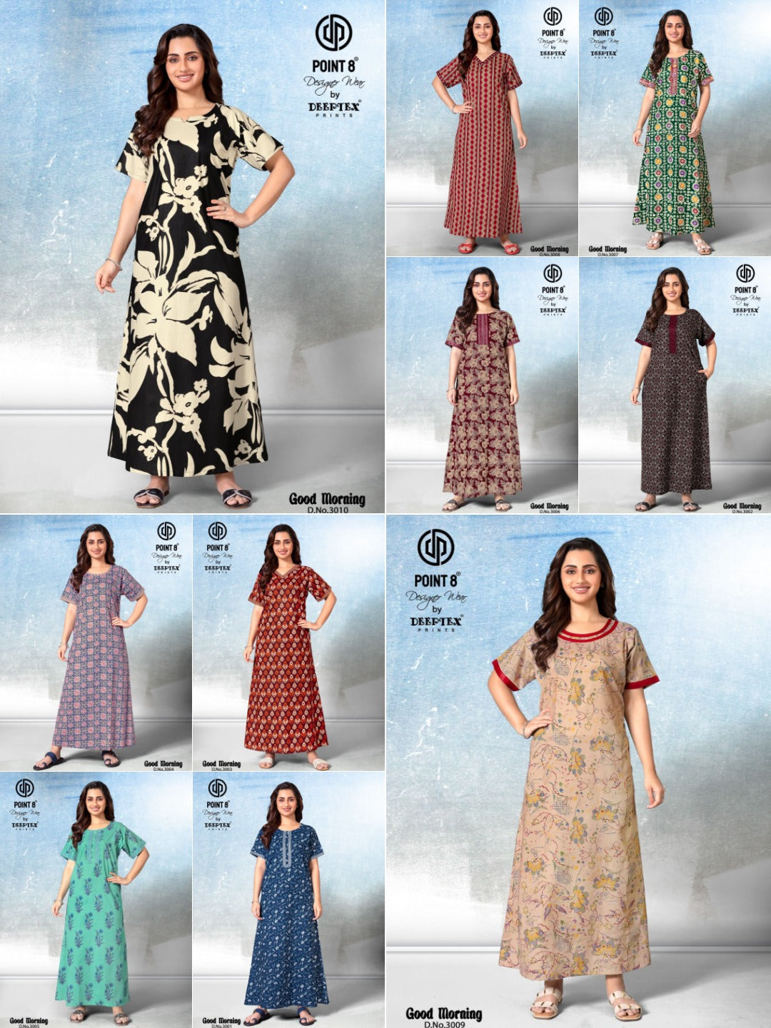 Good Morning Vol 3 Deeptex Prints Cotton Night Gowns Supplier Ahmedabad