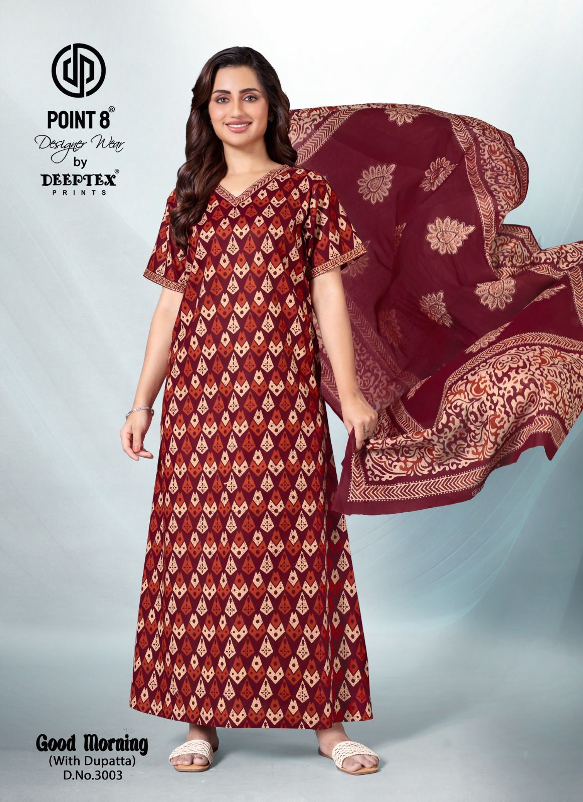 Good Morning Vol 3 With Dupatta Deeptex Prints Cotton Night Gowns Exporter Ahmedabad