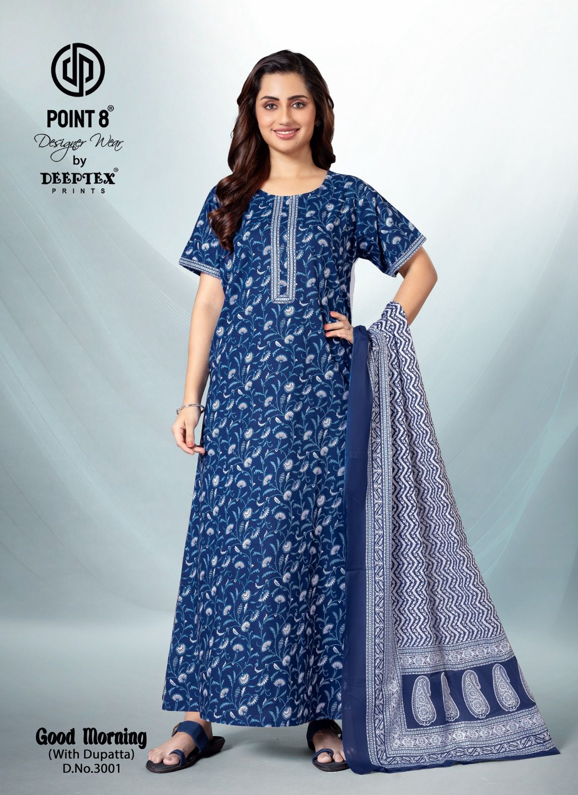 Good Morning Vol 3 With Dupatta Deeptex Prints Cotton Night Gowns Exporter Ahmedabad