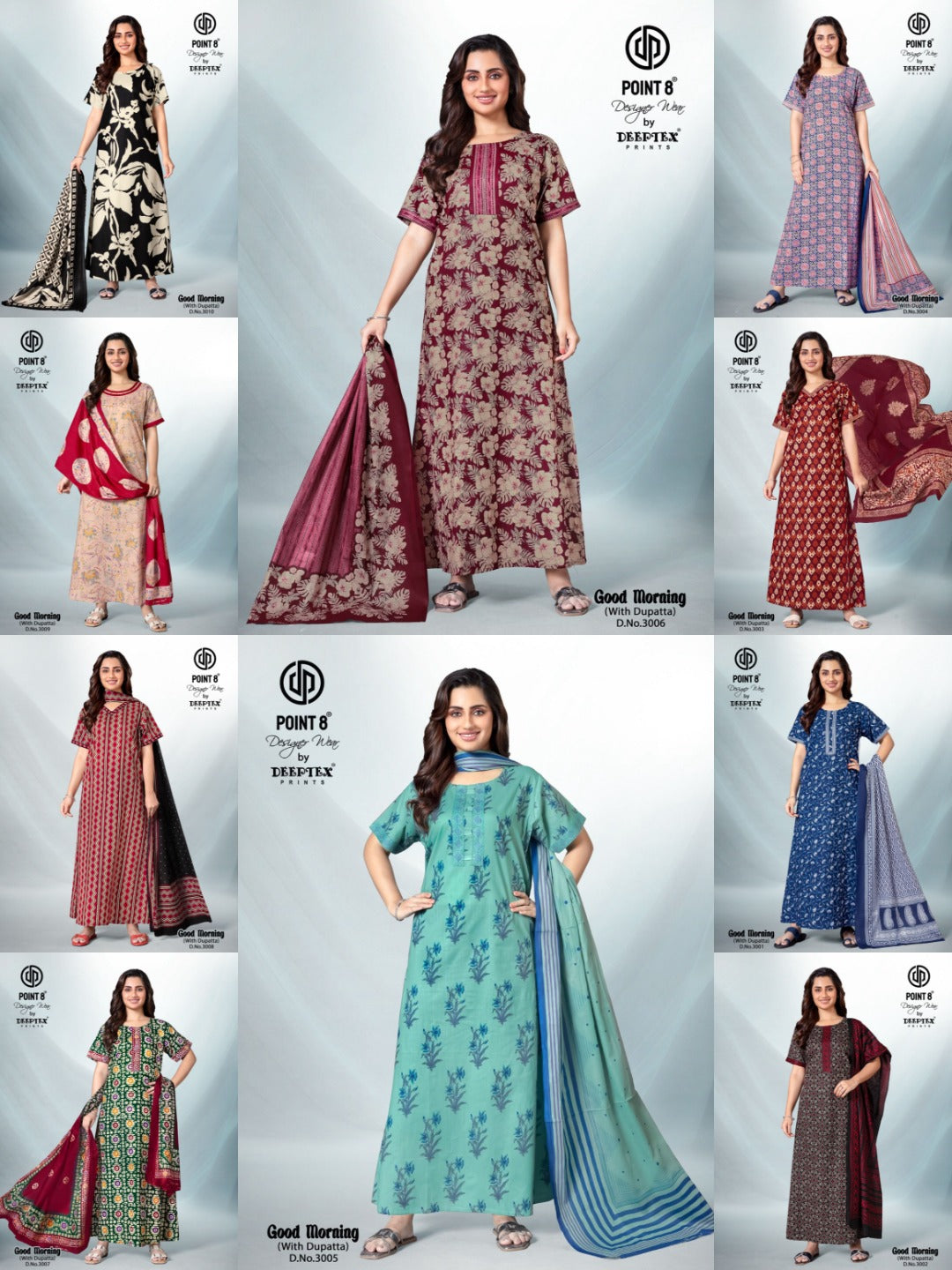 Good Morning Vol 3 With Dupatta Deeptex Prints Cotton Night Gowns Exporter Ahmedabad