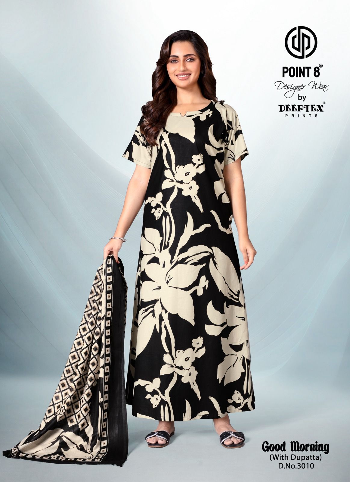 Good Morning Vol 3 With Dupatta Deeptex Prints Cotton Night Gowns Exporter Ahmedabad