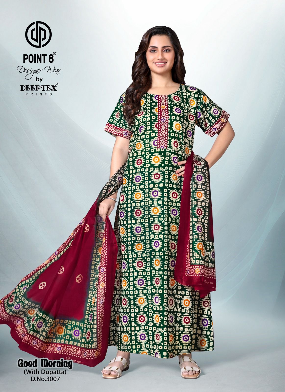 Good Morning Vol 3 With Dupatta Deeptex Prints Cotton Night Gowns Exporter Ahmedabad