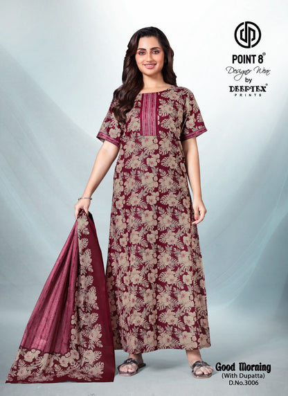 Good Morning Vol 3 With Dupatta Deeptex Prints Cotton Night Gowns Exporter Ahmedabad