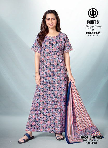 Good Morning Vol 3 With Dupatta Deeptex Prints Cotton Night Gowns Exporter Ahmedabad
