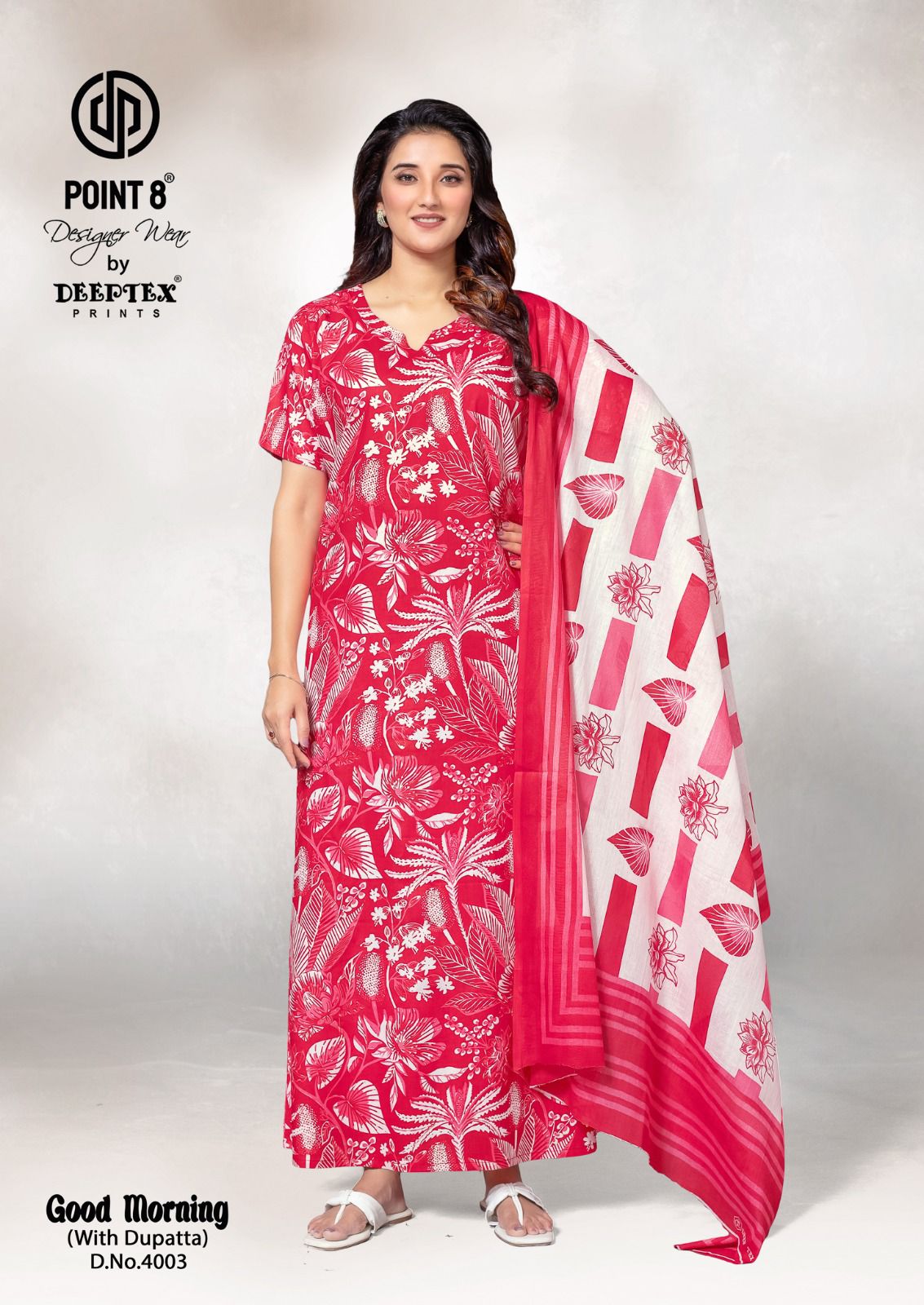 Good Morning Vol 4 With Dupatta Deeptex Prints Cotton Night Gowns Wholesaler Gujarat