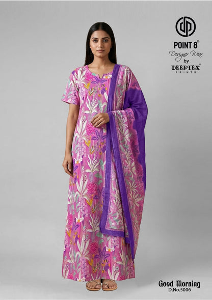 Good Morning Vol 5 Deeptex Prints Cotton Night Gowns With Dupatta Wholesale Price