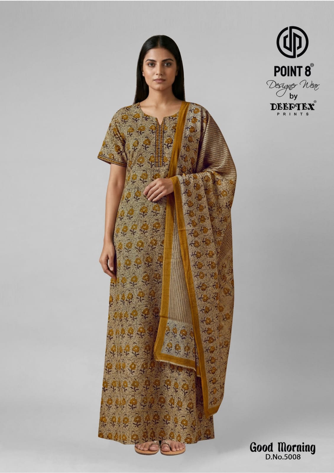 Good Morning Vol 5 Deeptex Prints Cotton Night Gowns With Dupatta Wholesale Price