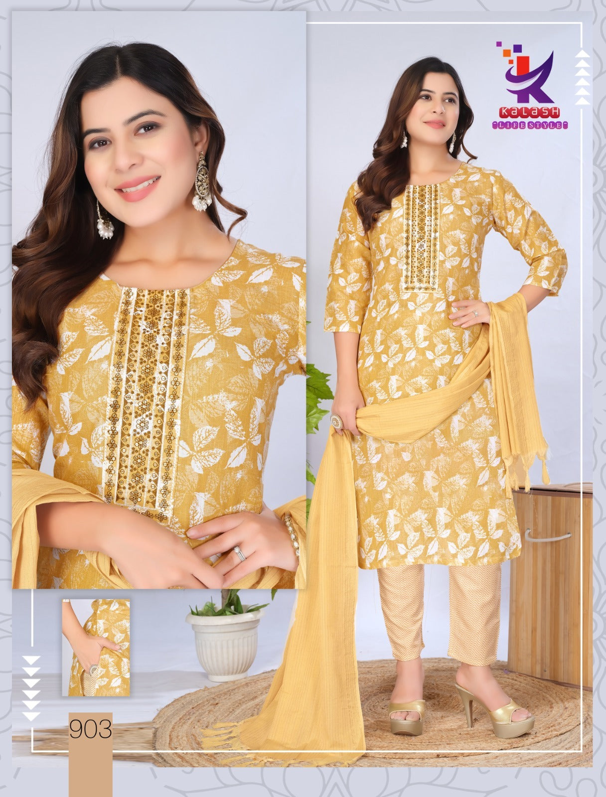 Good Star 4 Mlm Kalash Lifestyle Two Tone Rayon Readymade Pant Style Suits Wholesale