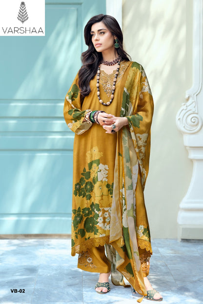 Good Vibes Varshaa Viscose Muslin Pant Style Suits Supplier Ahmedabad