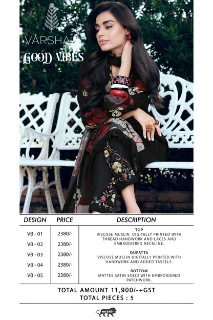 Good Vibes Varshaa Viscose Muslin Pant Style Suits Supplier Ahmedabad