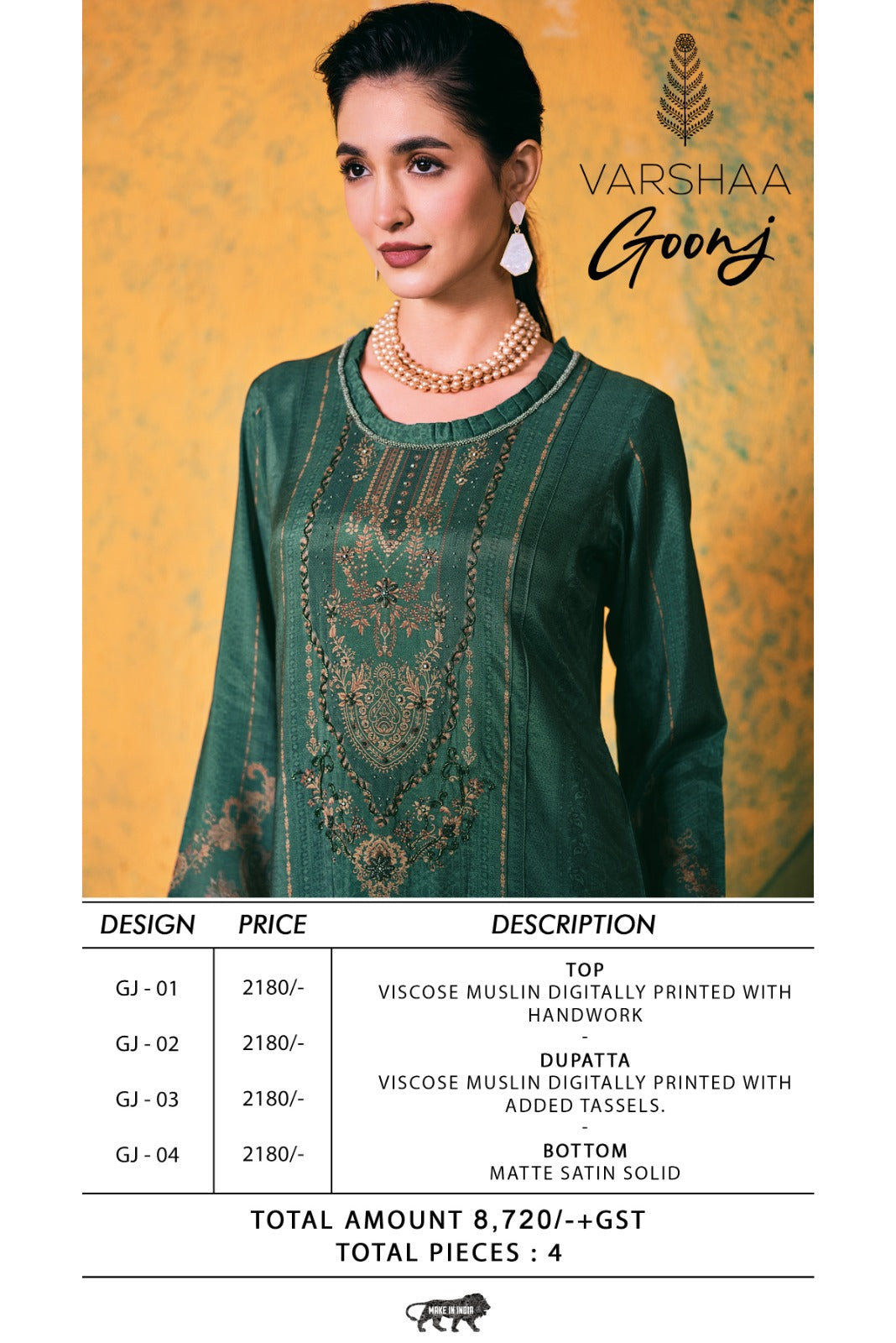 Goonj Varshaa Viscose Muslin Pant Style Suits Supplier Gujarat