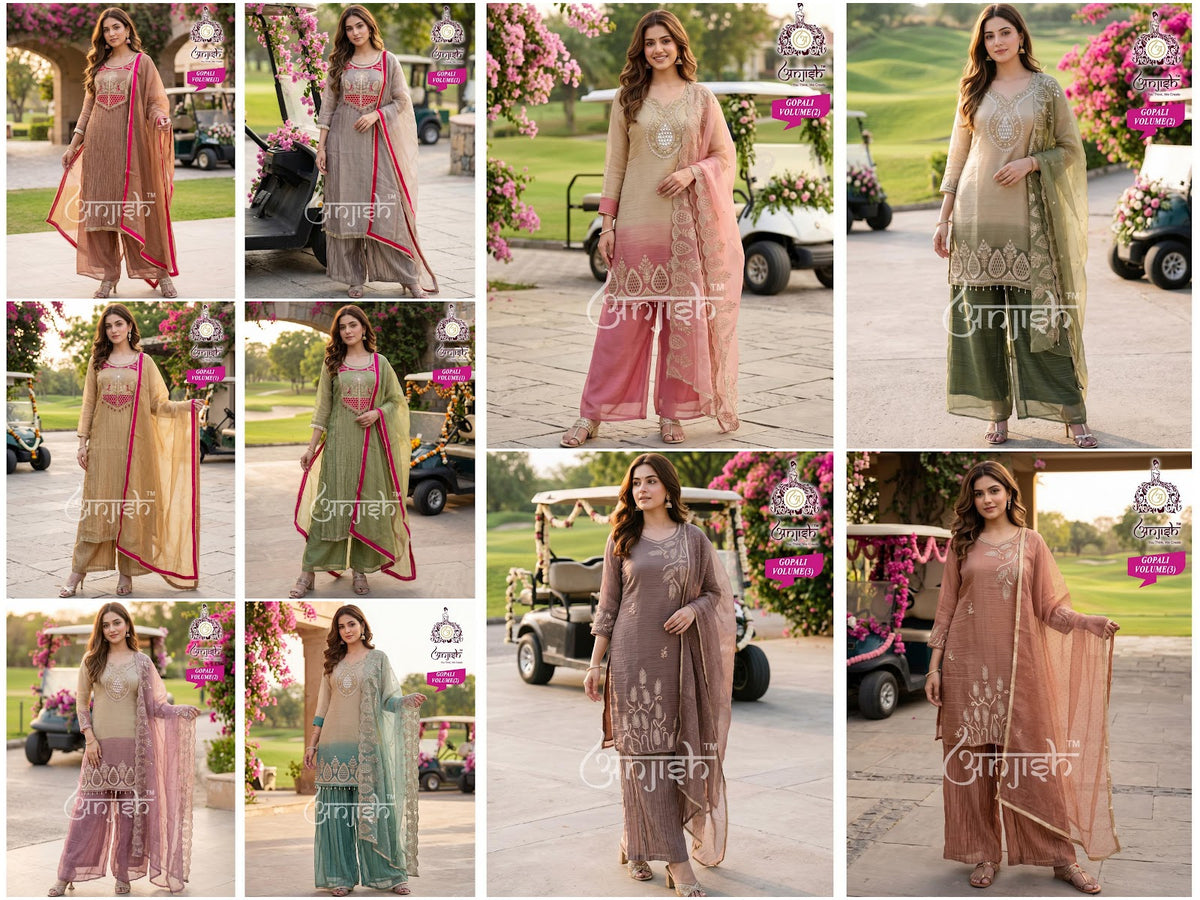Gopali Anjish Salsa Readymade Plazzo Style Suits Wholesale Price