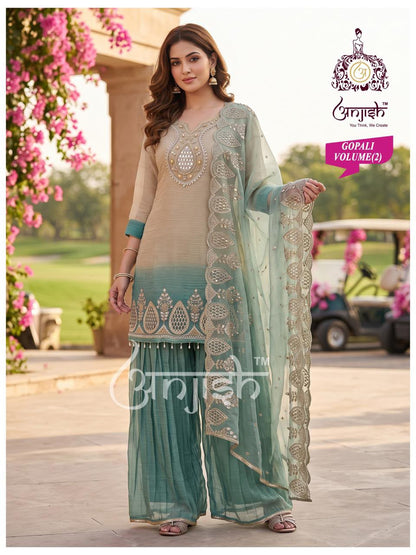 Gopali Anjish Salsa Readymade Plazzo Style Suits Wholesale Price