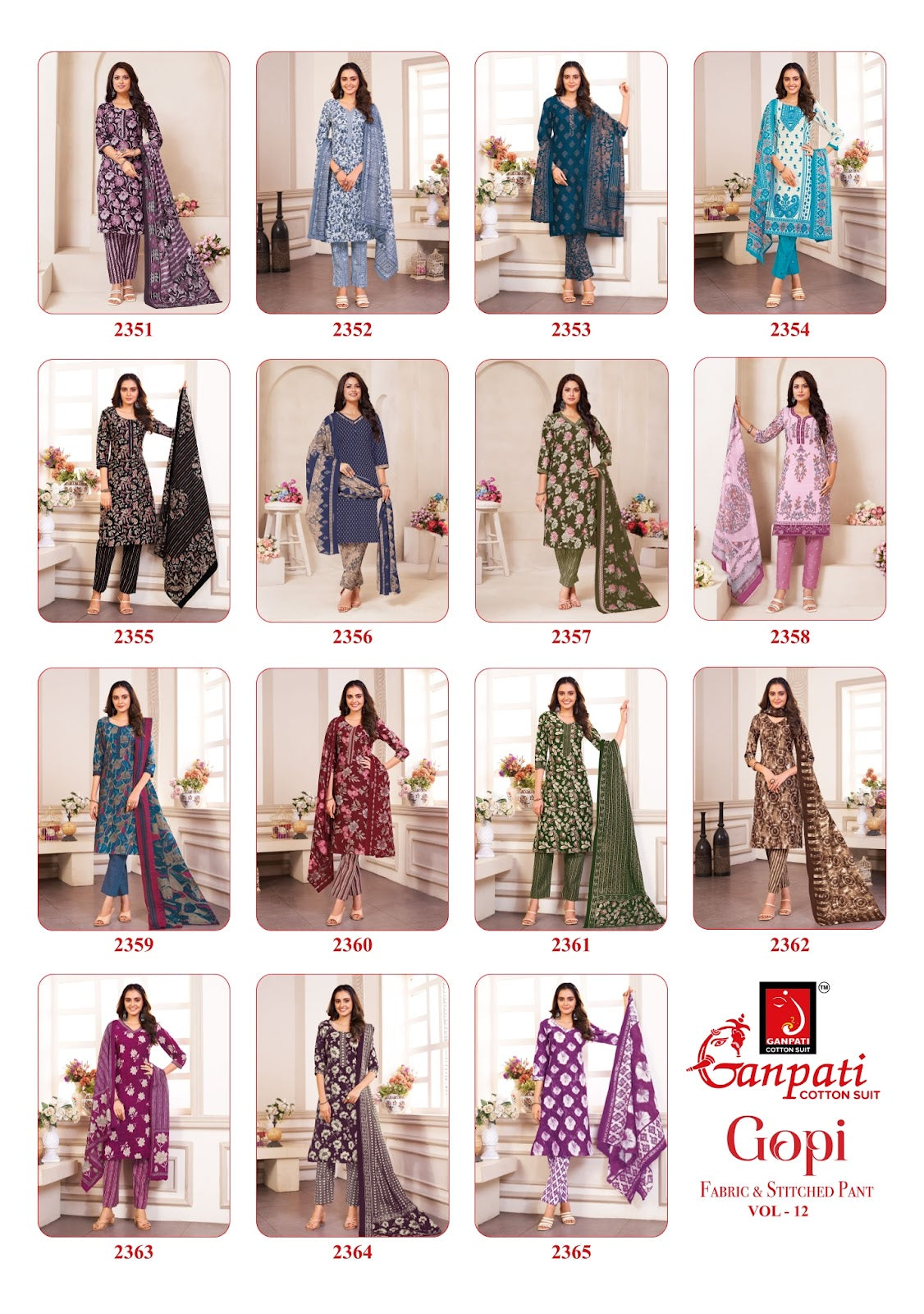 Gopi Vol 12 Ganpati Cotton Dress Material Manufacturer
